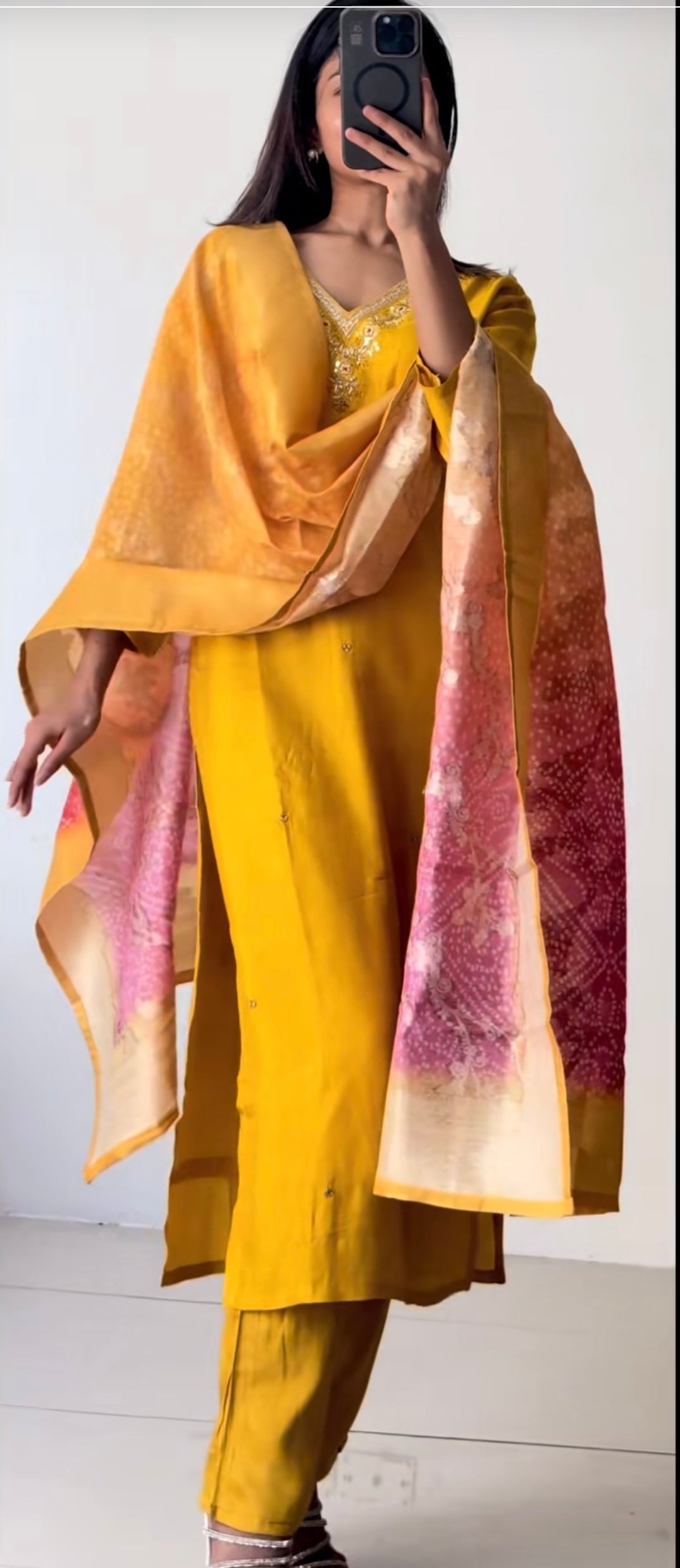 Yellow Kurthi Set with Heavy Dupatta