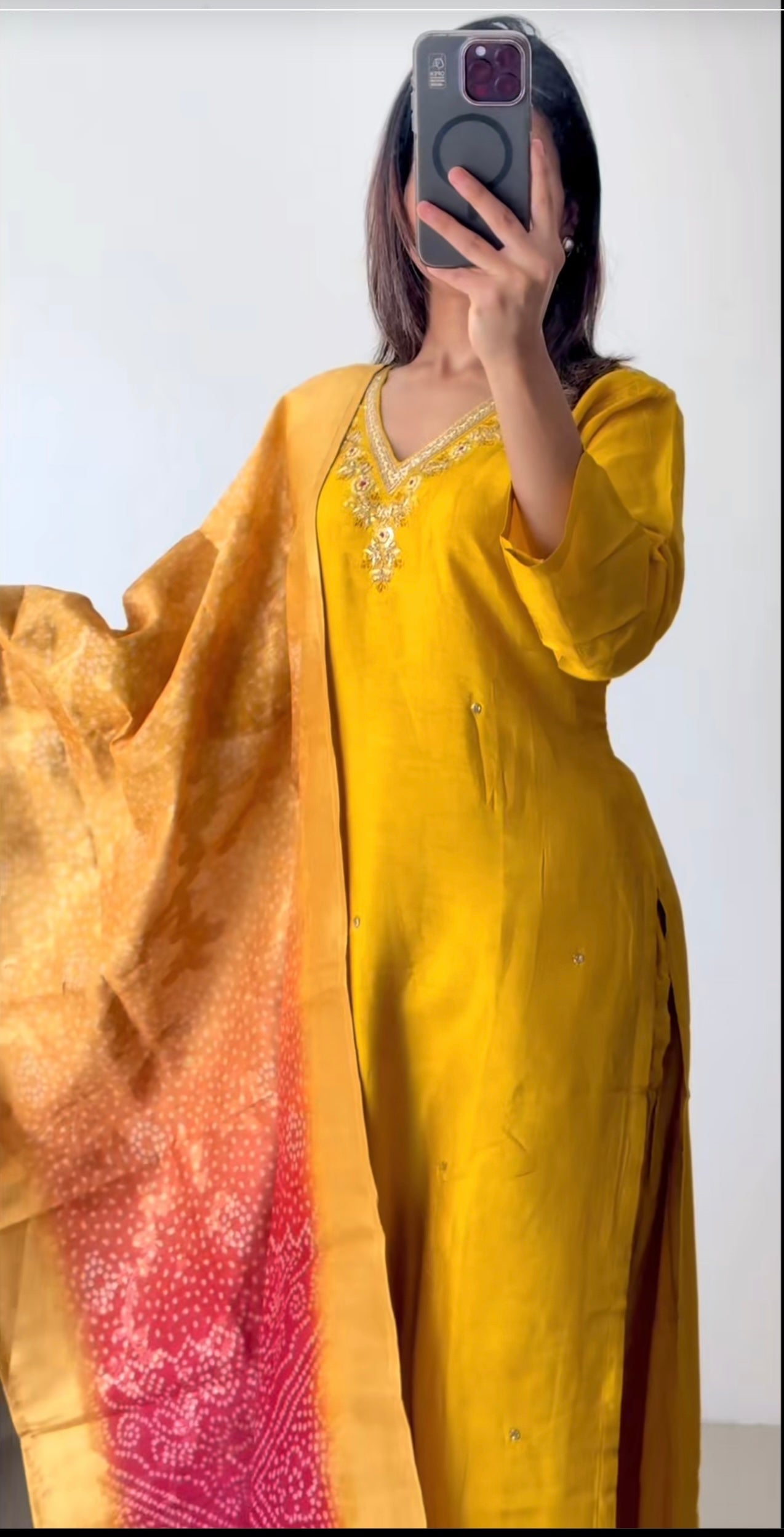 Yellow Kurthi Set with Heavy Dupatta