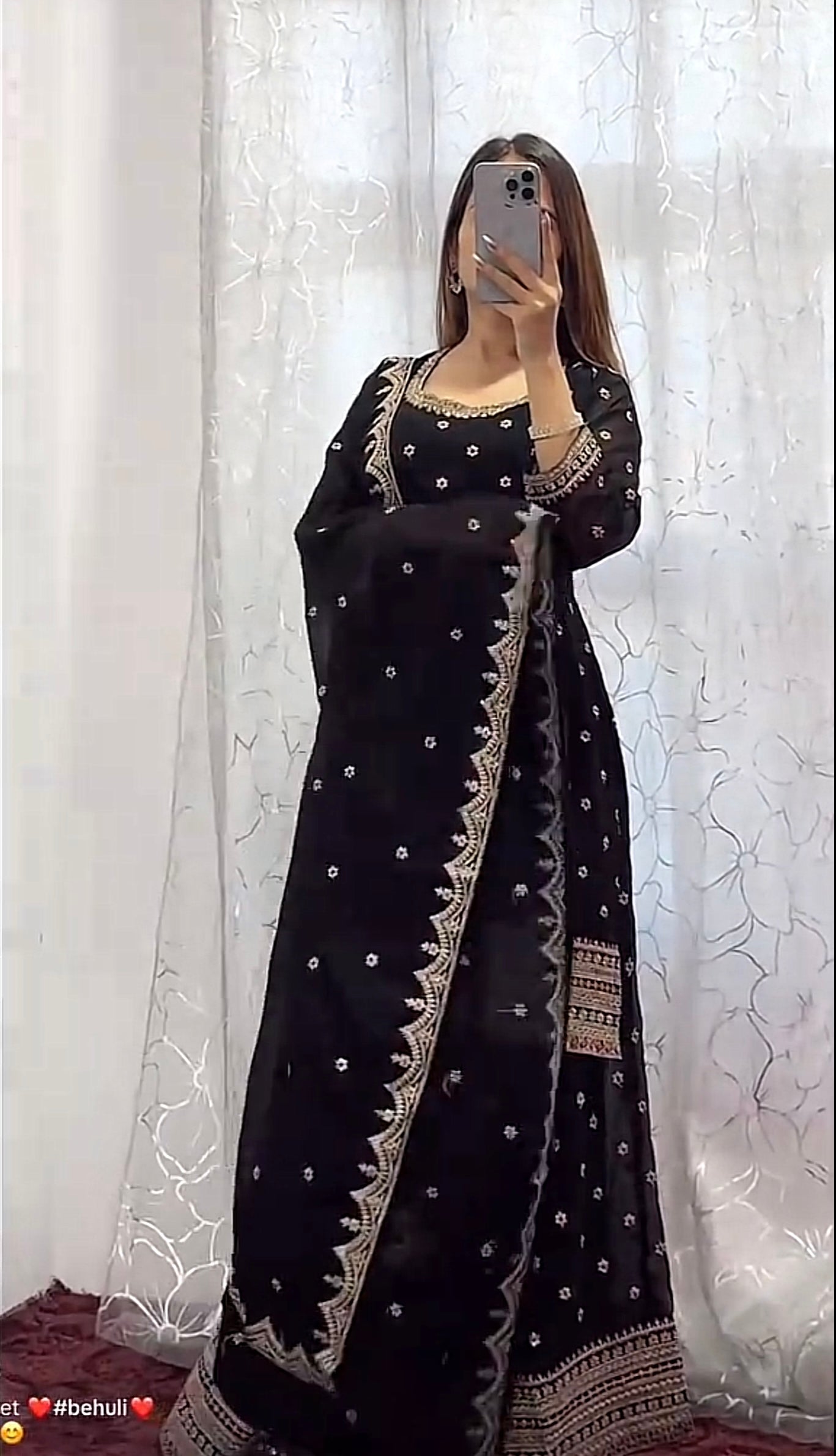 Elegant Black Kurthi Set with Palazzo Pant
