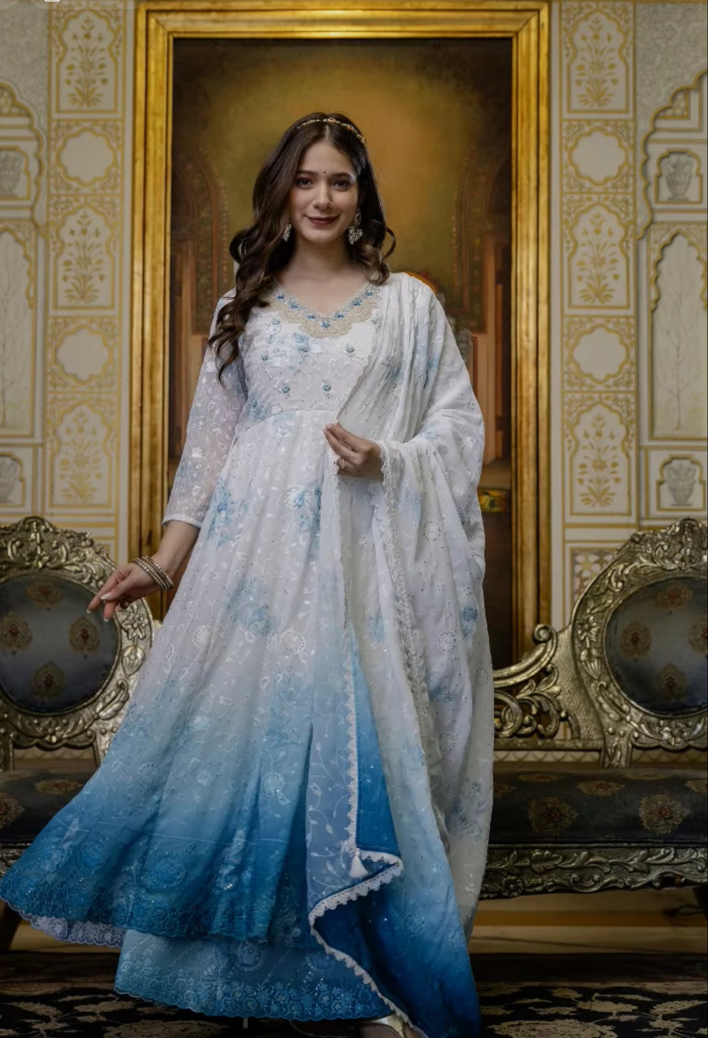 Regal Whites – Anarkali (Umbrella) Set